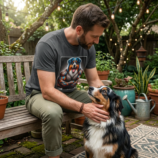 Australian Shepherd Bright Tattoo Buff Dog Graphic Tee For Dog Lovers Gift Idea Bundle T-Shirt Printify