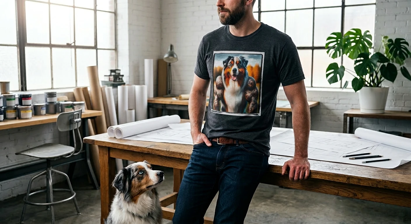 Australian Shepherd Muscle Dog T Shirt Athletic Breed Graphic Tee Active Aussie Lovers T-Shirt Printify