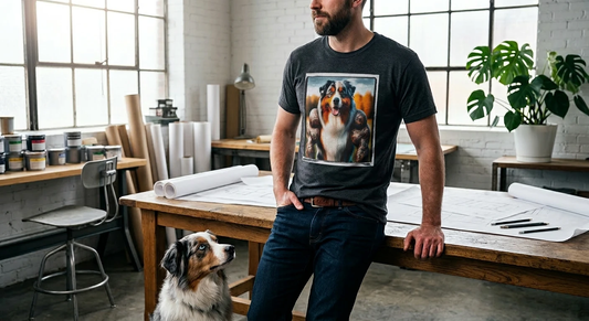 Australian Shepherd Muscle Dog T Shirt Athletic Breed Graphic Tee Active Aussie Lovers T-Shirt Printify