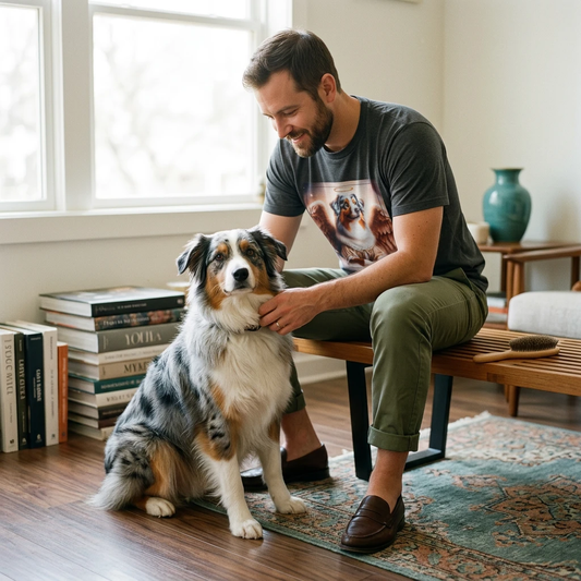 Australian Shepherd Mother And Puppy Angels T Shirt Celebrating The Bond Between Mom And Litter T-Shirt Printify