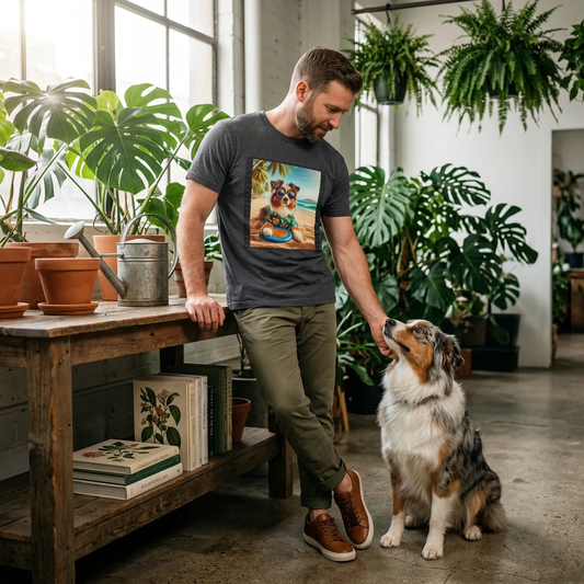 Australian Shepherd Beach Frisbee Dog Graphic Tee Unisex Soft Style Shirt for Dog Lovers T-Shirt Printify