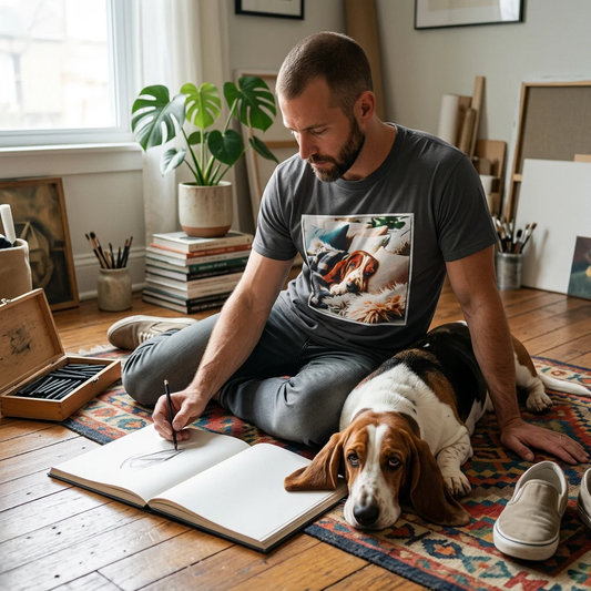 Basset Hound Sleeping in a Comfy Blanket T Shirt for Dog Lovers Cute Animal Gift Perfect for Cozy Everyday Wear T-Shirt Printify