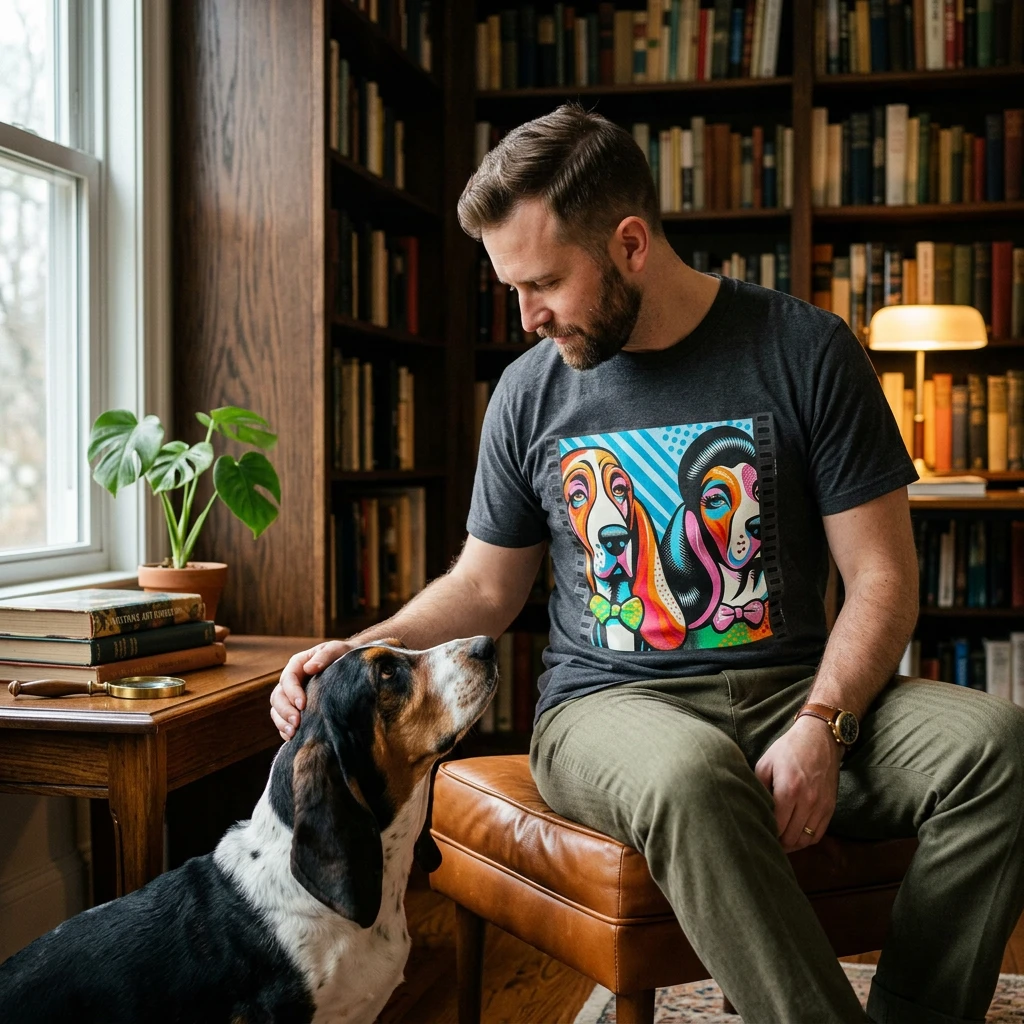 Basset Hound Colorful Couple Pop Art T Shirt For Dog Lovers Unisex Graphic Tee Vibrant Colors T-Shirt Printify