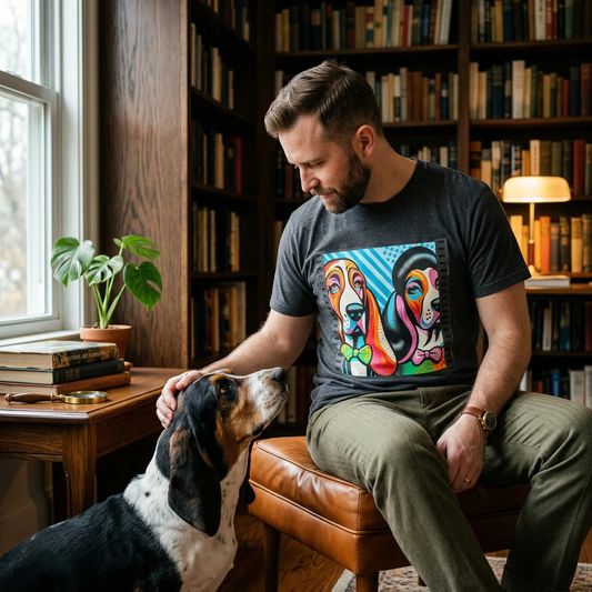 Basset Hound Colorful Couple Pop Art T Shirt For Dog Lovers Unisex Graphic Tee Vibrant Colors T-Shirt Printify