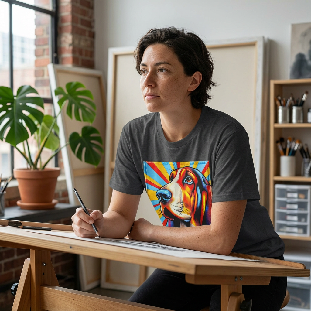 Basset Hound Pop Art Unisex T-Shirt - Playful Dog Lover Gift | CyberMutz T-Shirt Printify