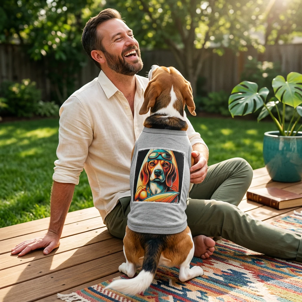 Pet Tank Top Beagle Surfer Pets Printify
