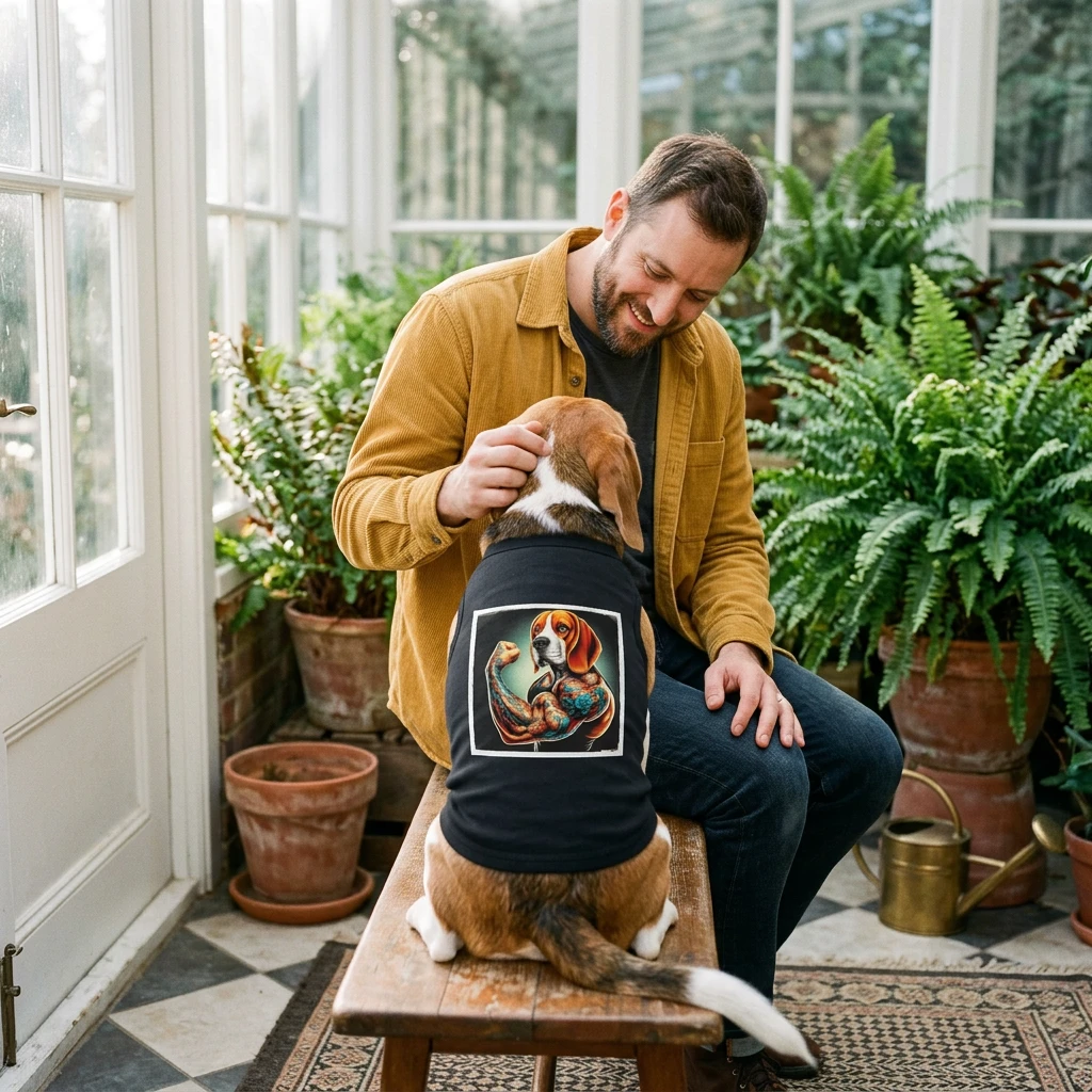 Beagle Tank Top For Pets With Muscular Beagle Design Playful Dog Lover Outfit For Walks And Home Pets Printify