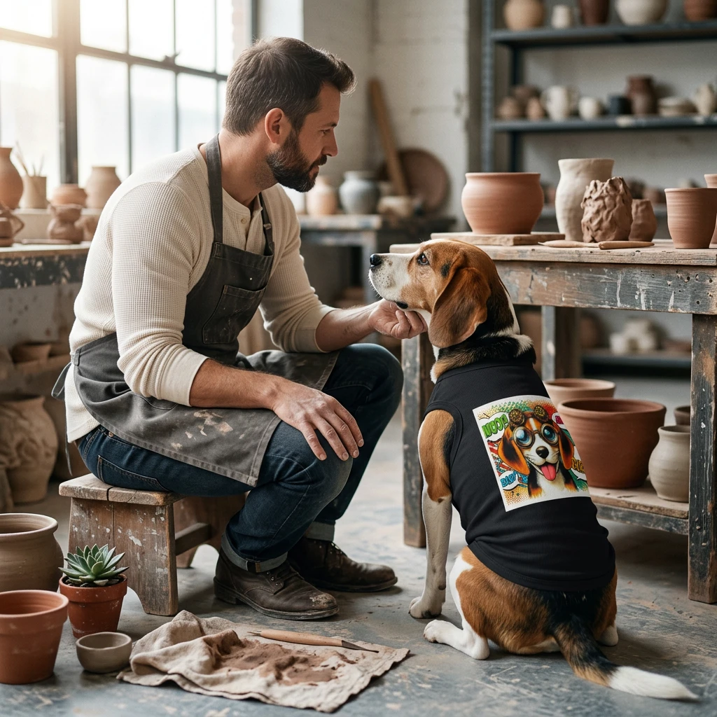 Beagle Pop Art Tank Top For Dogs Wacky Pet Shirt Beagle Graphic Fashion Tee For Pets Pets Printify