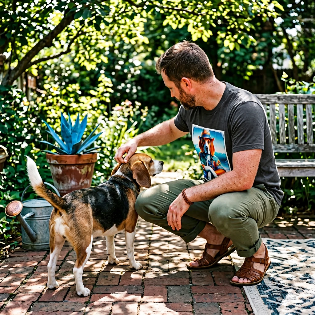 Beagle Wearing Summer Shirt And Hat Cute Dog Outfit For Beagle Lovers And Pet Fashion Enthusiasts T-Shirt Printify
