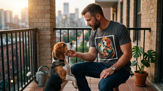 Beagle Flexing Arm T Shirt Quirky Muscle Dog Tee CyberMutz Original Design Premium Graphic Tee T-Shirt Printify
