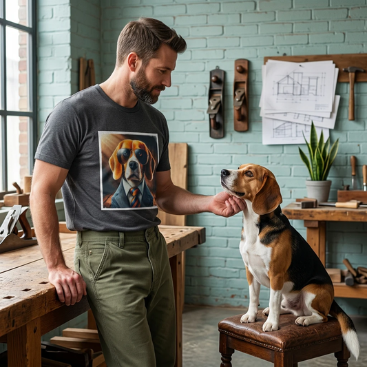Beagle Wearing Suit And Shades T Shirt Funny Dog Gift For Beagle Lovers Premium Quality Graphic Tee T-Shirt Printify