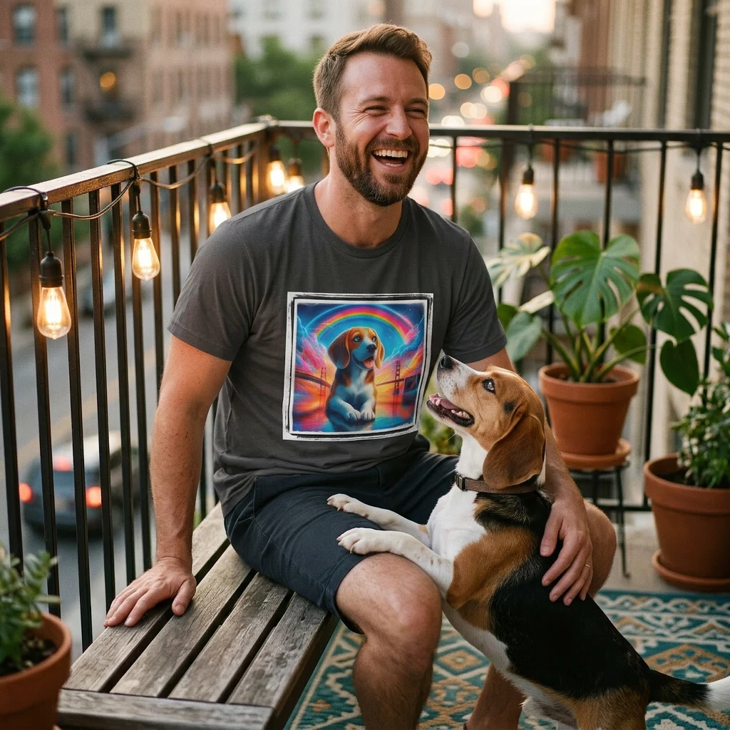 Beagle Rainbow Bridge Memorial Ornament For Pet Loss Beagle Lovers Gift And Tribute T-Shirt Printify