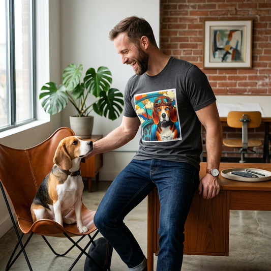 Beagle Pilot T Shirt Unisex Softstyle For Dog Lovers And Aviation Enthusiasts Casual Everyday Tee T-Shirt Printify