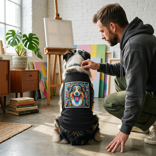 Australian Shepherd Pet Tank Top For Dogs Lovers Breathable Soft Cotton T Shirt Everyday Wear Pets Printify