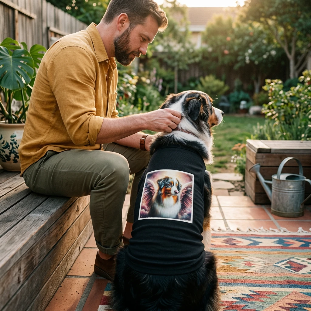 Australian Shepherd T Shirt For Dogs Soft Cotton Graphic Tee Pet Tank Top Wearable Dog Fashion For Fans Pets Printify