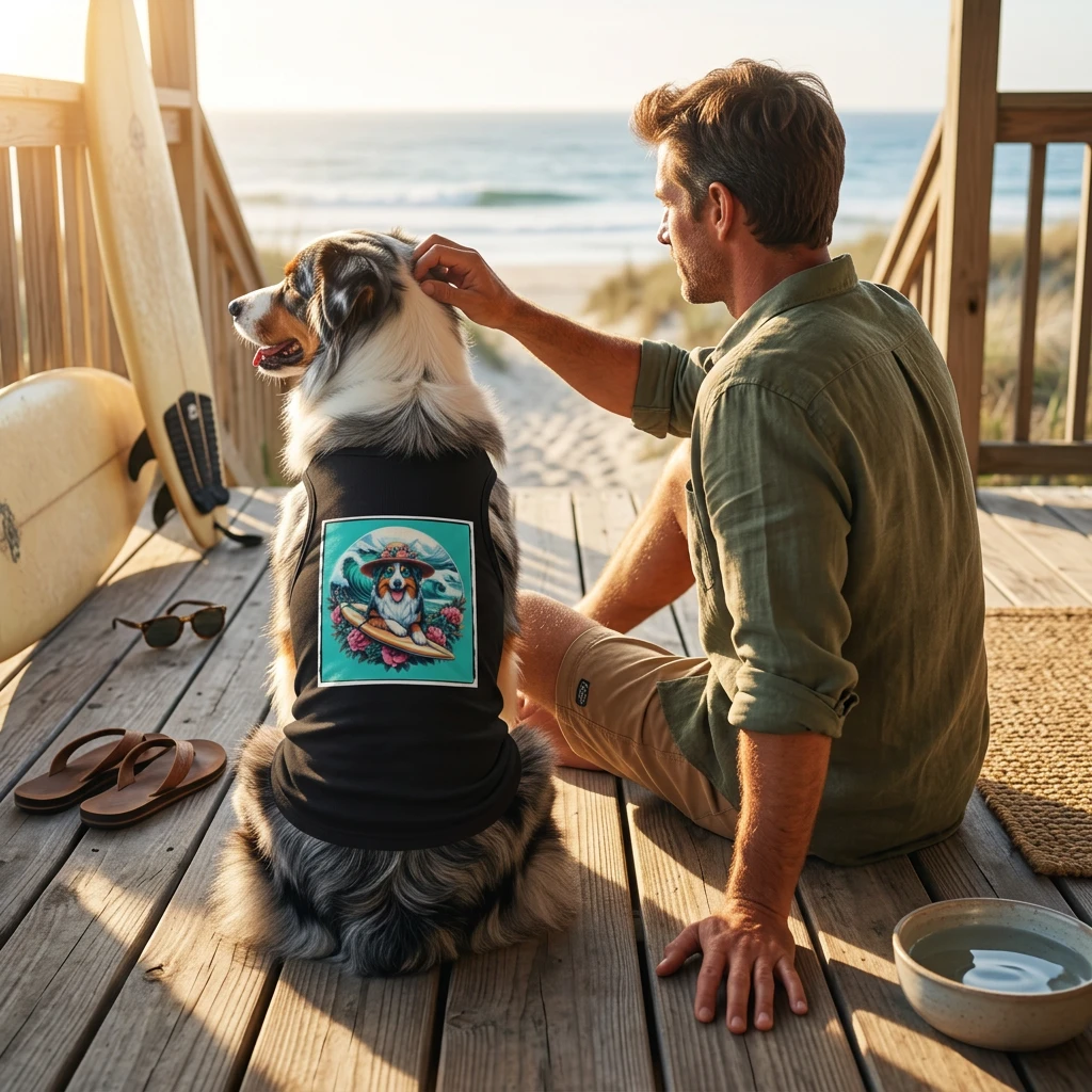 Australian Shepherd Pet Tank Top For Dogs Premium Comfort Breathable Fabric Casual Outfit For Energetic Loyal Companions Pets Printify
