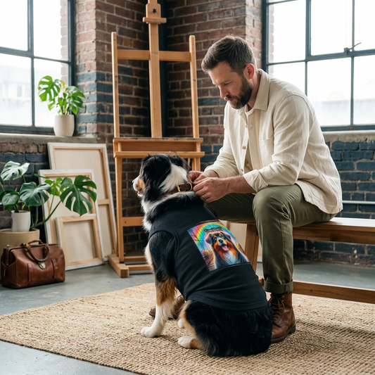 Australian Shepherd Pet Tank Top For Dogs Soft Cotton Shirt With Realistic Herding Breed Design Pets Printify