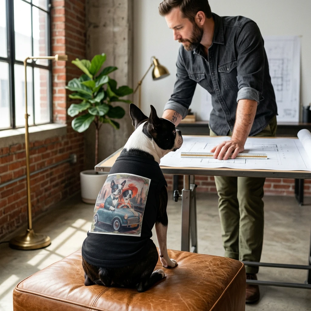 Wacky Pet Tank Top For Boston Terriers Driving Dog Shirt Cute American Gentleman Style Pet Apparel Pets Printify