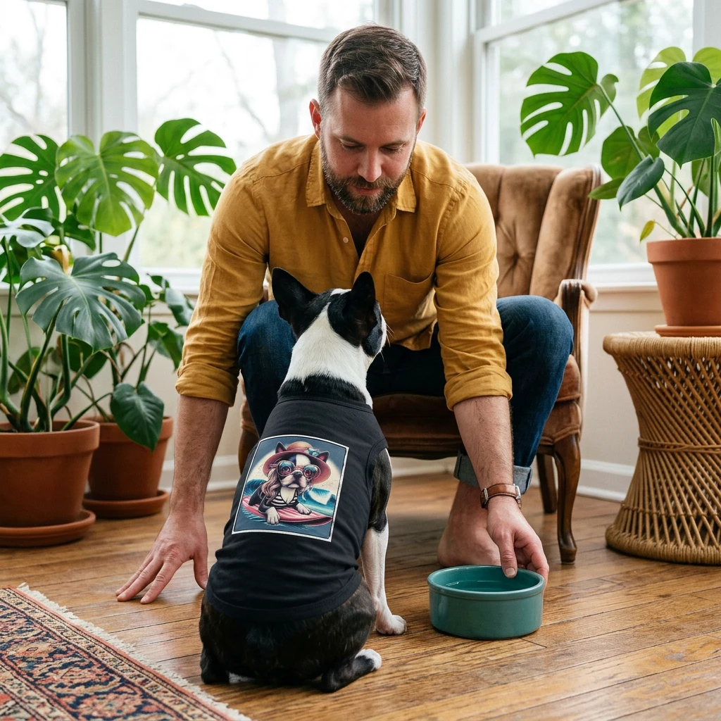 Boston Terrier Surfer Girl Pet Tank Top Dog Beachwear Lightweight Summer Outfit For Pets Pets Printify