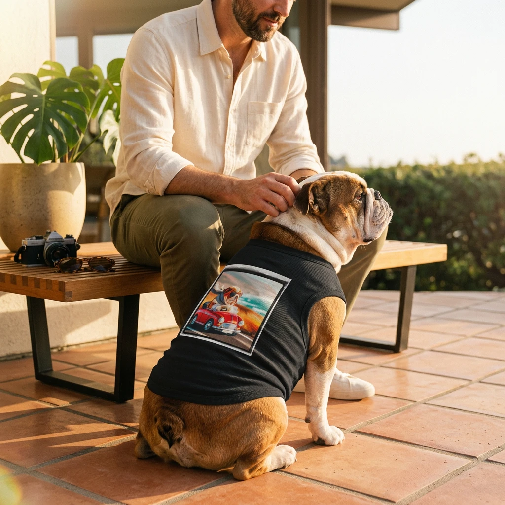 Wacky Pet Bulldog Tank Top Sunset Cruise Design For Dog Lovers Summer Tee Shirt Edition Pets Printify