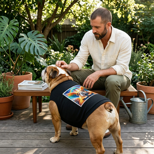 Bulldog Rainbow Bridge Pet Tank Top Memorial Shirt For Dogs With Soft Cotton Comfort Pets Printify