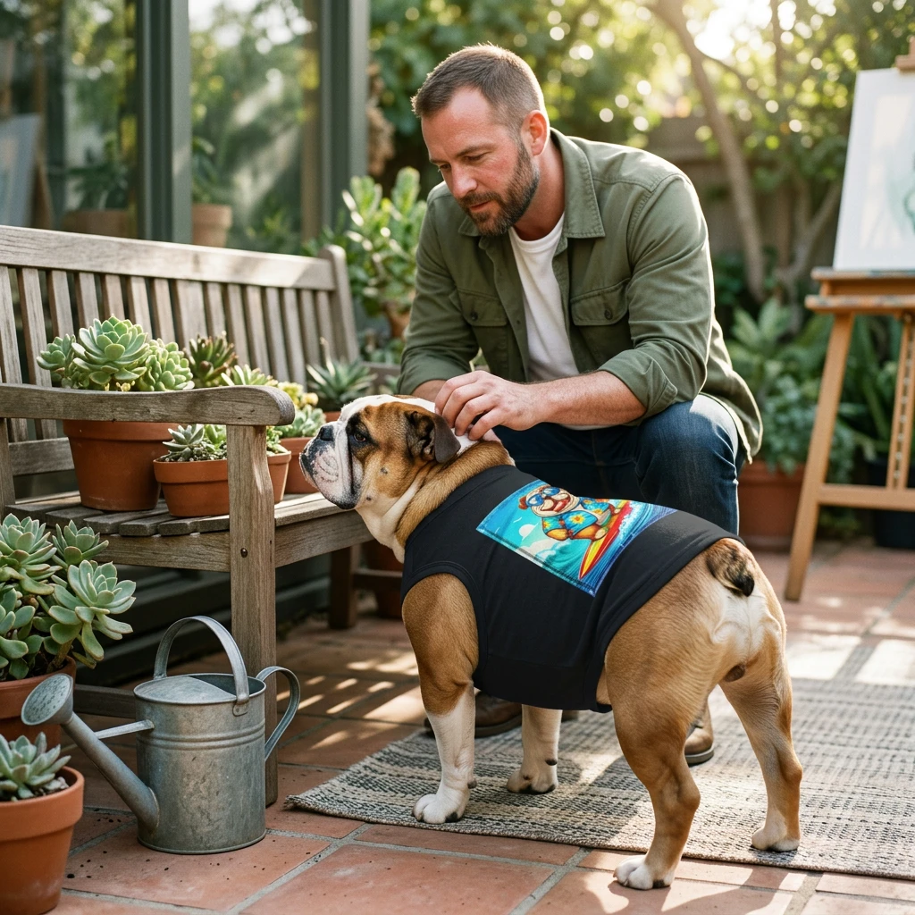 Bulldog Surfing Tank Top For Dogs Cute Pet Tee Shirt For Beach Day And Summer Fun Pets Printify