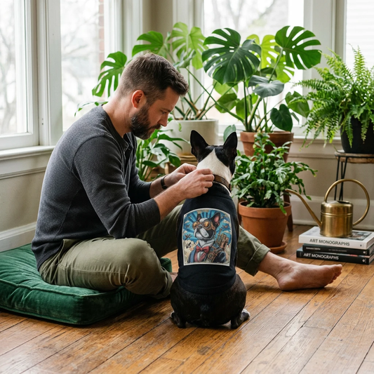 Boston Terrier Steampunk Tank Top For Dogs Cute American Gentleman Look Shirt Apparel Pets Printify