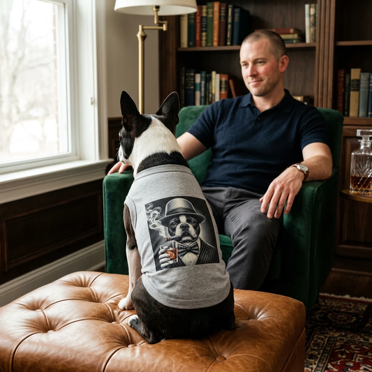 Boston Terrier Tank Top Pet Shirt With Whiskey Drinking Graphic Cute Dog Tee For Dogs Pets Printify