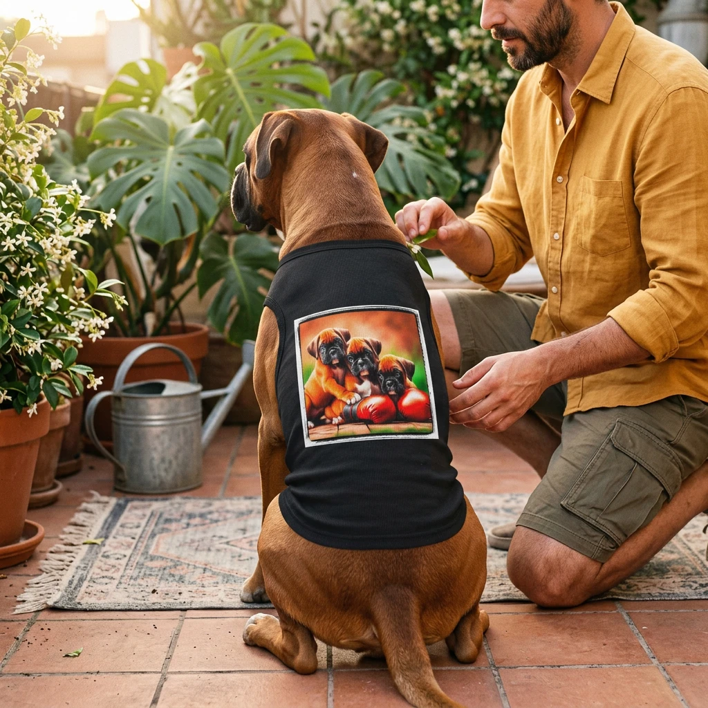 Boxer Puppy Tank Top Dog Clothing Lightweight Cotton Vest for Small Breeds Cute Boxer Apparel Pets Printify