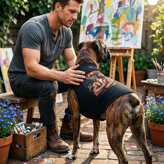 Pet Tank Top Boxer Dog American Flag Pets Printify