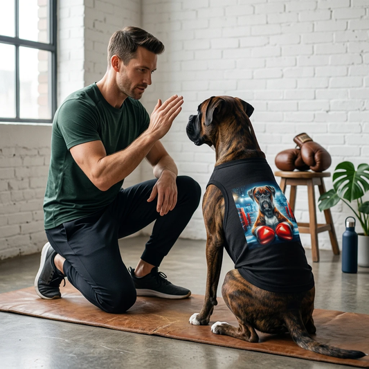 Boxer Dog Tank Top for Pets Ready to Box Cute Durable Lightweight Breathable Cotton Tee for Dogs Pets Printify