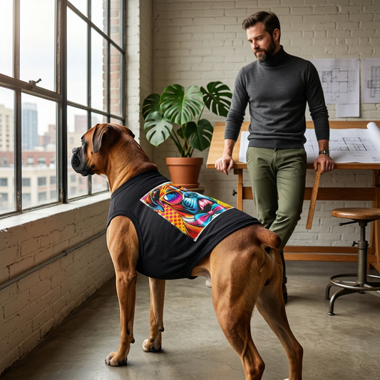 Boxer Dog Pet Tank Top Pop Art Graphic Tee For Medium Sized Dogs Activewear Apparel Pets Printify