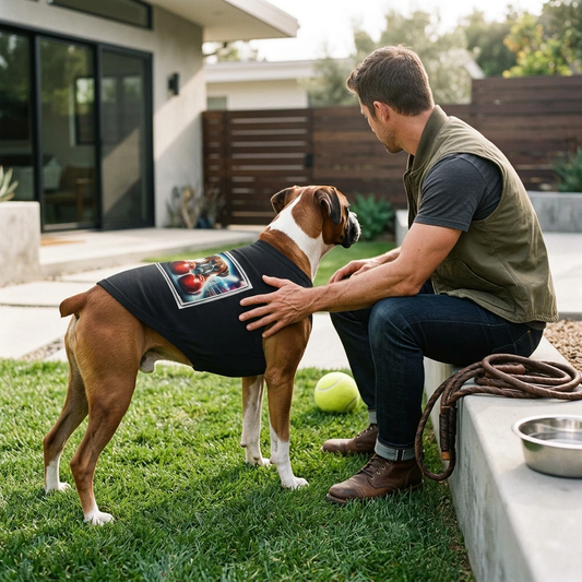 Boxer Dog Tank Top For Pets With Boxing Gloves Graphic Design Cute Athletic Dog Apparel Pets Printify