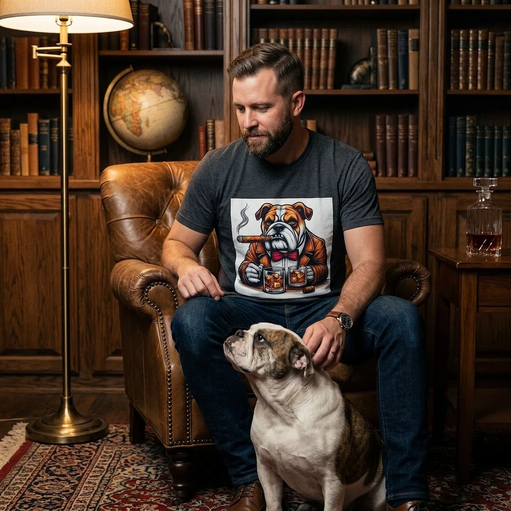 Boston Terrier Whiskey And Cigars T Shirt For The American Gentleman Dog Lover Gift T-Shirt Printify