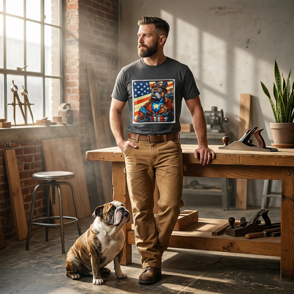 Steampunk Bulldog Guy T Shirt Unique Mechanical Bulldog Portrait Tee For Men And Women T-Shirt Printify