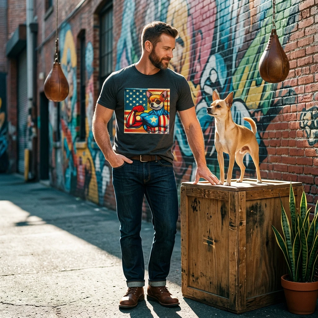 Chihuahua American Tough Guy T Shirt For Men Women Cute Small Dog Breed Tee Gift For Dog Lovers T-Shirt Printify