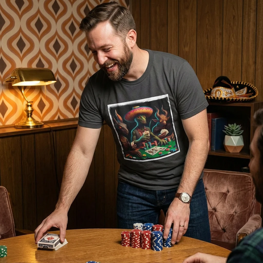 Chupacabra Poker Night T Shirt For Friends Funny Monster Graphic Tee Halloween Gift T-Shirt Printify