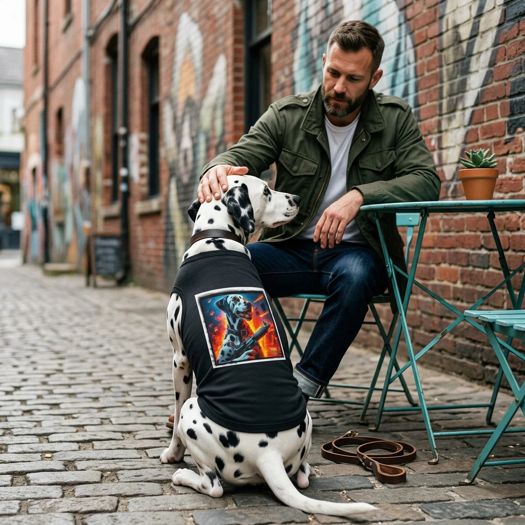 Dalmatian Military Man Theme Pet Tank Top Dog T Shirt With Unique Black Spots Graphic Pets Printify