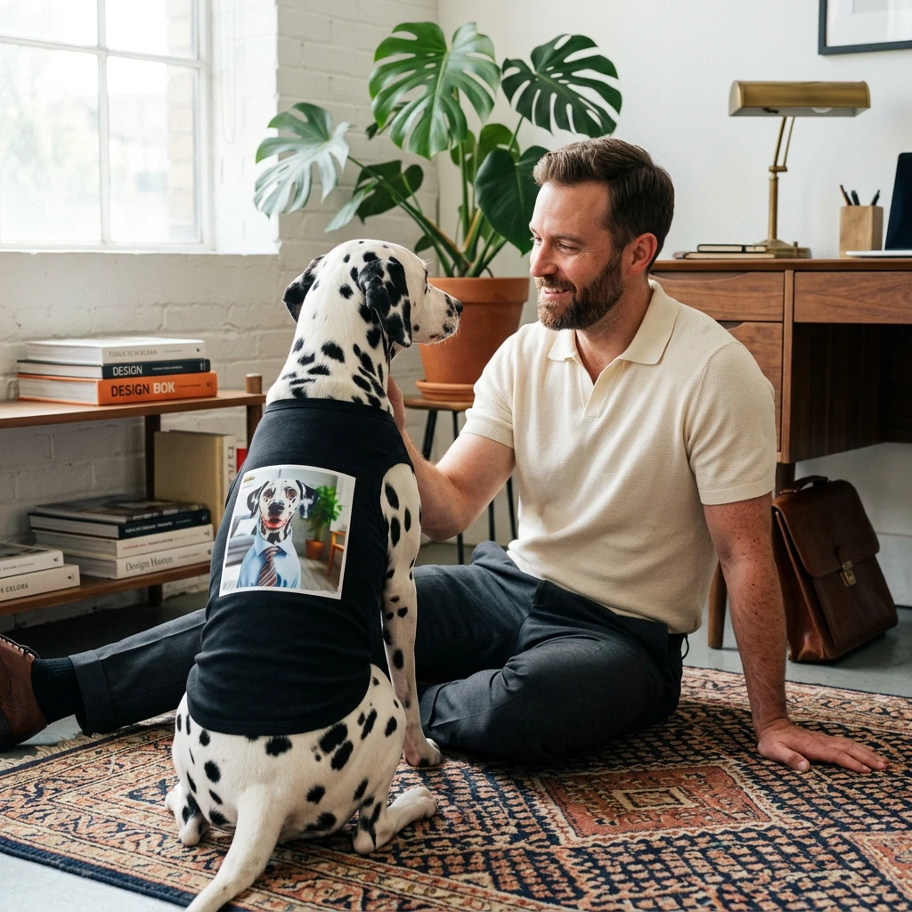 Dalmatian Print Pet Tank Top Dog Shirt Cute Happy Businessman Design For Pet Lovers Pets Printify