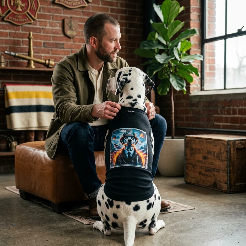 Dalmatian War Hero Pet Tank Top Shirt For Dogs Firehouse Mascot Inspired Dog Tee Pets Printify