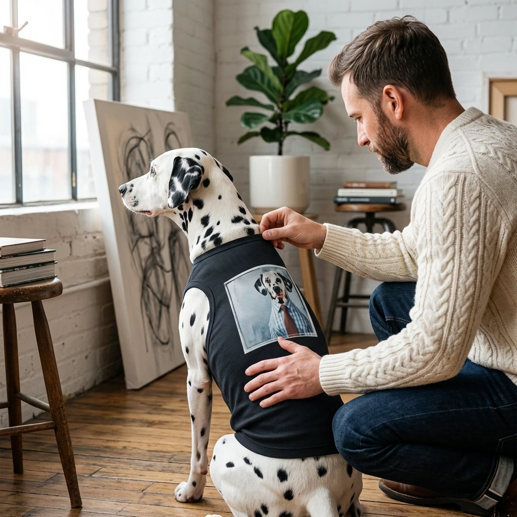 Dalmatian Tank Top For Pets Serious Worker Dog Shirt With Iconic Spots Firehouse Mascot Pets Printify
