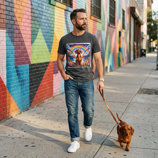 Dachshund colorful rainbow t shirt T-Shirt Printify