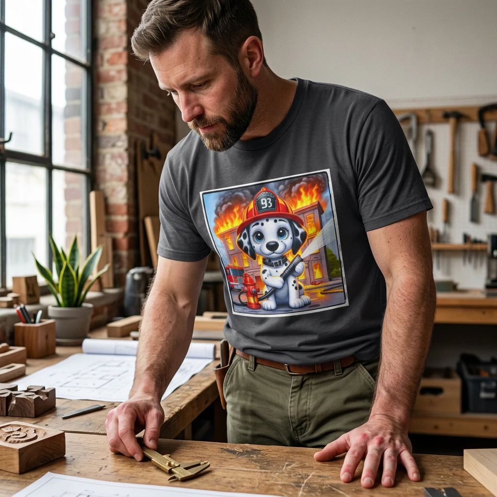Dalmatian Blazing Fire T Shirt For Firefighters And Dog Lovers Unique Spotted Coat Graphic Tee T-Shirt Printify
