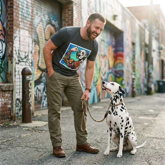 Dalmatian Arm Flexing Graphic T Shirt For Dog Lovers Unisex Casual Wear Gift Idea T-Shirt Printify