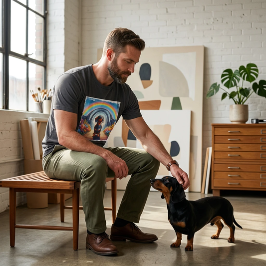 Dachshund pretty rainbow t shirt T-Shirt Printify