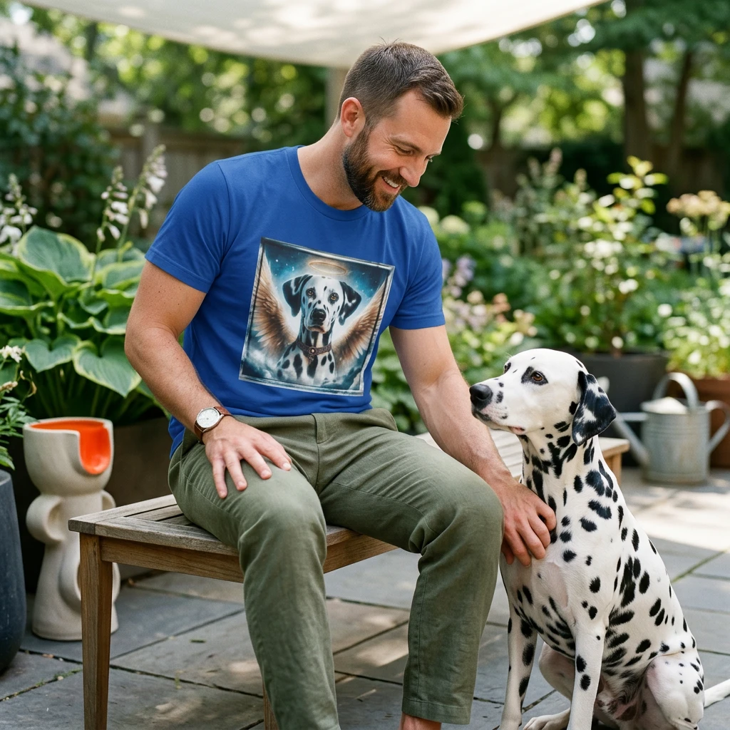 Dalmatian Soaring Angel T Shirt With Iconic Spots Firehouse Mascot Design For Dog Lovers T-Shirt Printify