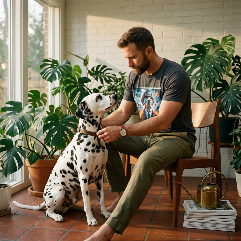 Dalmatian Fireman T Shirt For Firehouse Lovers With Unique Spot Pattern Graphic Tee T-Shirt Printify