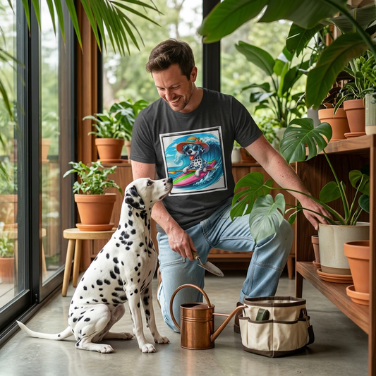Dalmatian Beach Day T Shirt For Dog Lovers Casual Graphic Tee With Iconic Black Spots T-Shirt Printify