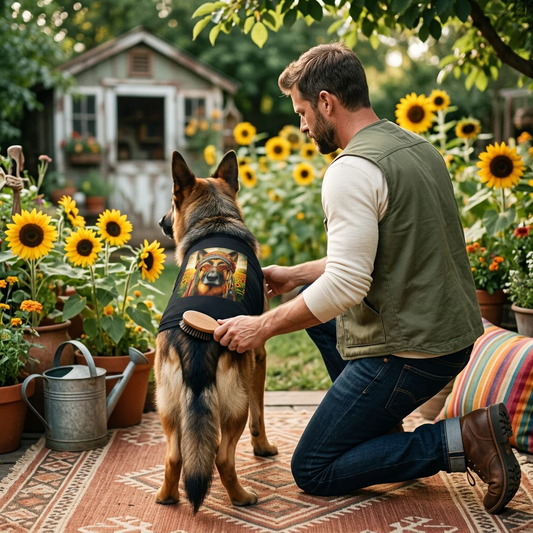 German Shepherd Flower Hippie Pet Tank Top Pets Printify