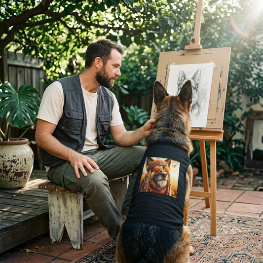 German Shepherd Old Man Hippie Pet Tank Top Pets Printify
